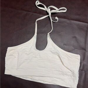 White Ribbed Halter Crop Top